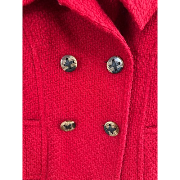Trina Turk Red Boucle Wool Pea coat -Size 2 - Picture 3 of 11